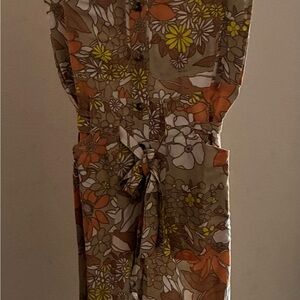 Current Air Beige Floral Jumpsuit